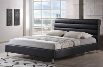 8284 Upholstered Bed in Black Leatherette by Global [GFB-8284]