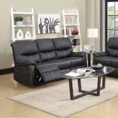 7280 Reclining Sofa in Black Faux Leather w/Options