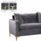 Naomi Sofa 633 in Grey Velvet Fabric by Meridian w/Options