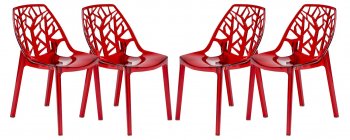 Cornelia Set of 4 Dining Chairs C18TR in Red by LeisureMod [LMDC-C18TR-Cornelia Red]