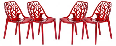 Cornelia Set of 4 Dining Chairs C18TR in Red by LeisureMod