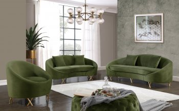 Serpentine Sofa 679 in Olive Velvet Fabric by Meridian w/Options [MRS-679Olive Serpentine]