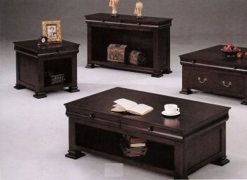 Deep Cherry Finish Classic Coffee Table with Storage Drawers [CRCT-352-3567]