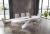 9113 Dining Table in White by ESF w/Optional 1218 Gray Chairs