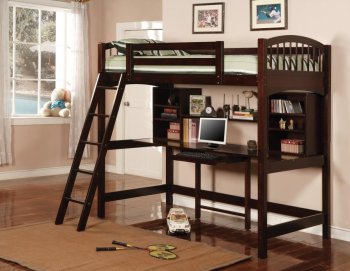 Perris Workstation Loft Bed 460063 in Cappuccino by Coaster [CRKB-460063-Perris]