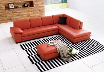 625 Sectional Sofa in Pumpkin Italian Leather by J&M [JMSS-625 Pumpkin]