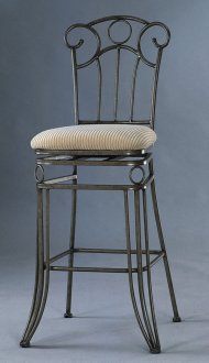 Gun Metal Finish Traditional Set of 2 Barstools w/Beige Seat