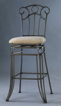 Gun Metal Finish Traditional Set of 2 Barstools w/Beige Seat [CYBA-0255-BS]