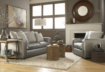 Graphite Polyester Microfiber Modern Sofa & Chair Set w/Options [CHFS-SD-80-03-Silver Screen]