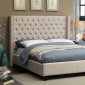 Ashton Upholstered Bed in Beige Linen Fabric w/Options