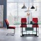 D1182DT-BL Dining Set 5Pc Black by Global w/Red & Black Chairs