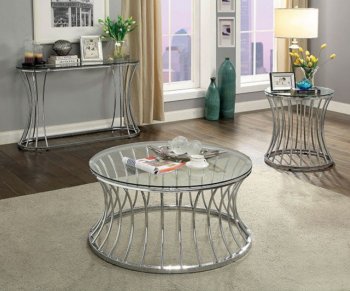 Esme 3Pc Coffee & End Table Set CM4172 in Chrome w/Options [FACT-CM4172-Esme]