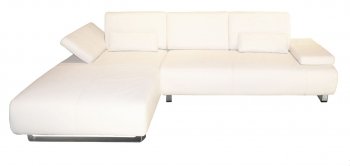 Emotion Sectional Sofa in White Leather Match by Whiteline [WLSS-Emotion White]