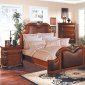 Cherry Finish Leather Upholstery Traditional Bedroom Set