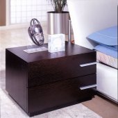 Dark Espresso Finish Contemporary Two-Drawer Nightstand