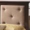 Cherry Finish Classic Bedroom Set w/Padded Tan Fabric Headboard