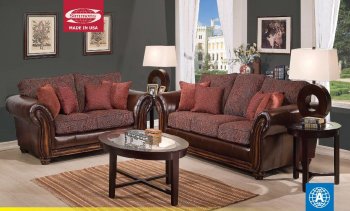 Chenille Fabric & Bonded Leather Classic Sofa w/Options by Acme [AMS-50430 Beatrix]