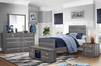 Cruise Kids Bedroom 4Pc Set in Gray by Global w/Options [GFKB-Cruise Gray]