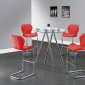 D1503BT Dining 5Pc Set by Global w/Glass Top & Red Chairs