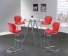 D1503BT Dining 5Pc Set by Global w/Glass Top & Red Chairs