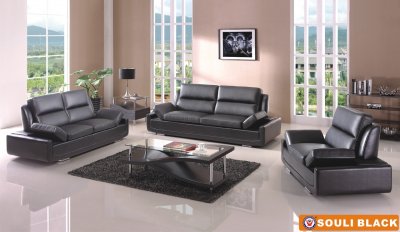 Souli Sofa in Black Bonded Leather by American Eagle Furniture