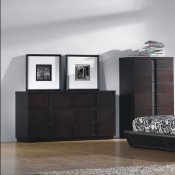 Dark Cappuccino Finish Modern Bedroom W/Leather Headboard