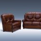 Brown Full Top Grain Italian Leather 3PC Living Room Set