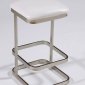 White Vinyl & Nickel Plated Frame Modern Set of 2 Barstools