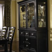 Black Finish Contemporary Buffet w/Shiny Silver Hardware