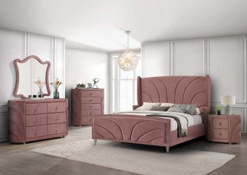 Salonia Bedroom BD01183Q in Pink Velvet by Acme w/Options [AMBS-BD01183Q Salonia]