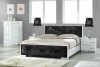 White High Gloss Finish Contemporary Bedroom W/Black Leatherette