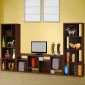 Dark Oak Finish Modern Asymmetrical Bookcase w/Eight Shelves