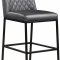 Bryce Bar Stool 919 Set of 2 in Grey Faux Leather by Meridian