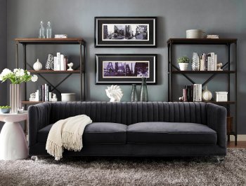 Aviator Sofa TOV-S86 in Grey Velvet Fabric by TOV Furniture [TVS-TOV-S86-Aviator Grey]