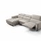 Adriano Sectional Sofa Warm Grey Leather by Whiteline w/Recliner