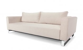 Cassius Natural Fabric Sofa Bed Convertible w/Chromed Steel Legs [INSB-Cassius S.E.L Natural]