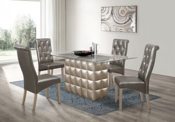 D3975DT Dining Set 5Pc in Metallic Grey by Global w/Options [GFDS-D3975DT-D27DC]