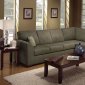 Olive Microfiber Modern Casual Sectional Sofa w/Wooden Legs