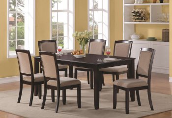 Rich Cappuccino Finish Modern 7Pc Dining Set w/Extension Leaf [CRDS-102756]