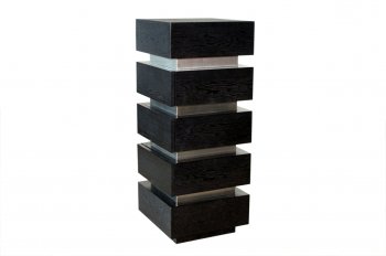 Dark Walnut 3 Drawer Pedestal w/Stainless Steel Accents [DSTV-w406c Dark Walnut]