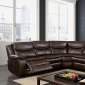 Pollux Reclining Sectional Sofa CM6982BR in Brown Leatherette