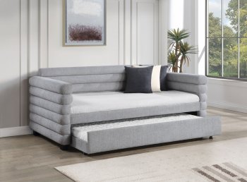 Patricia Daybed 300718 in Gray Boucle by Coaster w/Trundle [CRKB-300718 Patricia]