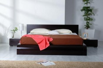 Dark Wenge Finish Modern Bedroom Set w/Curved Platform Bed [VGBS-Curve]