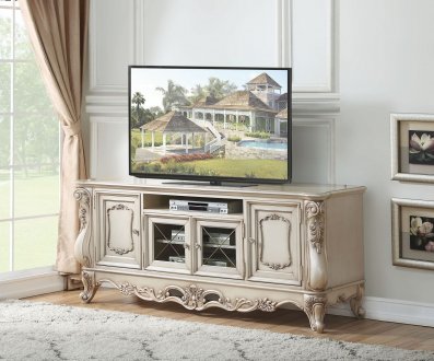 Gorsedd TV Stand 91443 in Antique White by Acme w/Options