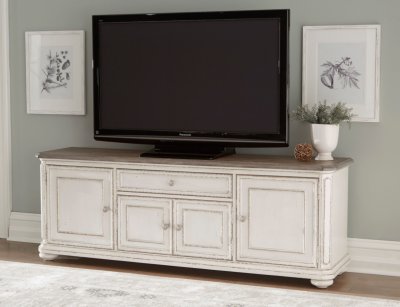 Willowick TV Stand 16140-72T in Antique White by Homelegance