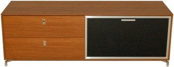 Teak Finish Modern TV Stand w/Pull-down Glass Door [PGTV-VIDA-S-VN-05B-TEAK]