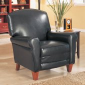 Black Durable Leather Like Vinyl Modern Deluxe Club Chair