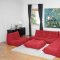 Red Fabric Modern Stylish Modular Sectional Sofa Set