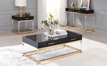 Adiel Coffee Table 3Pc Set 82345 in Black & Gold by Acme [AMCT-82345 Adiel]