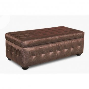 Mocca Crocodile Pattern Vinyl Lift Top Tufted Storage Trunk [DSO-Zen-Trunk-Mocca]